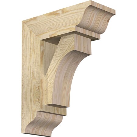 Ekena Millwork Westlake Traditional Rough Sawn Bracket w/ Offset Brace, Douglas Fir, 6"W x 14"D x 18"H BKT0604X14X18WTL01RDF